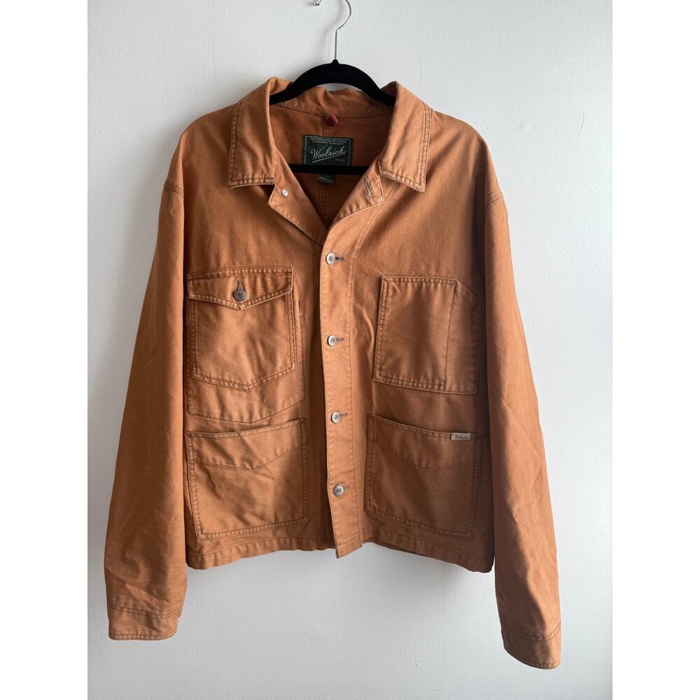 WOOLRICH Made In USA Brown Canvas Work Jacket Mens Size ~ L